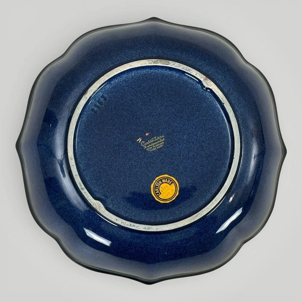 Vintage Carlton‎ Ware Bleu Royal New Stork Ceramic Bowl Blue Gold 22.5cm England